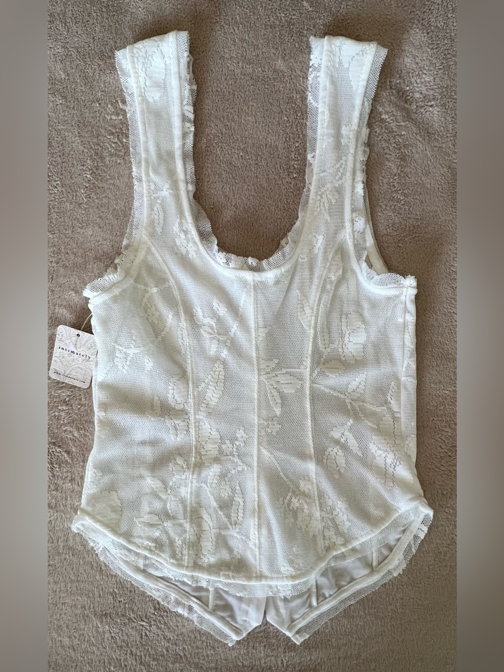 NWT Free People Intimately Cream Lace-Detail Top - Picture 6 of 9